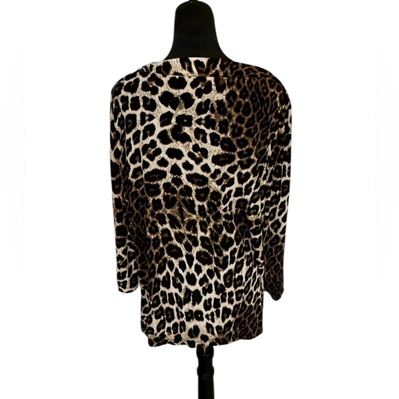 Adrienne Vittadini Leopard Print Tunic Blouse Womens Size XL - Picture 2 of 5
